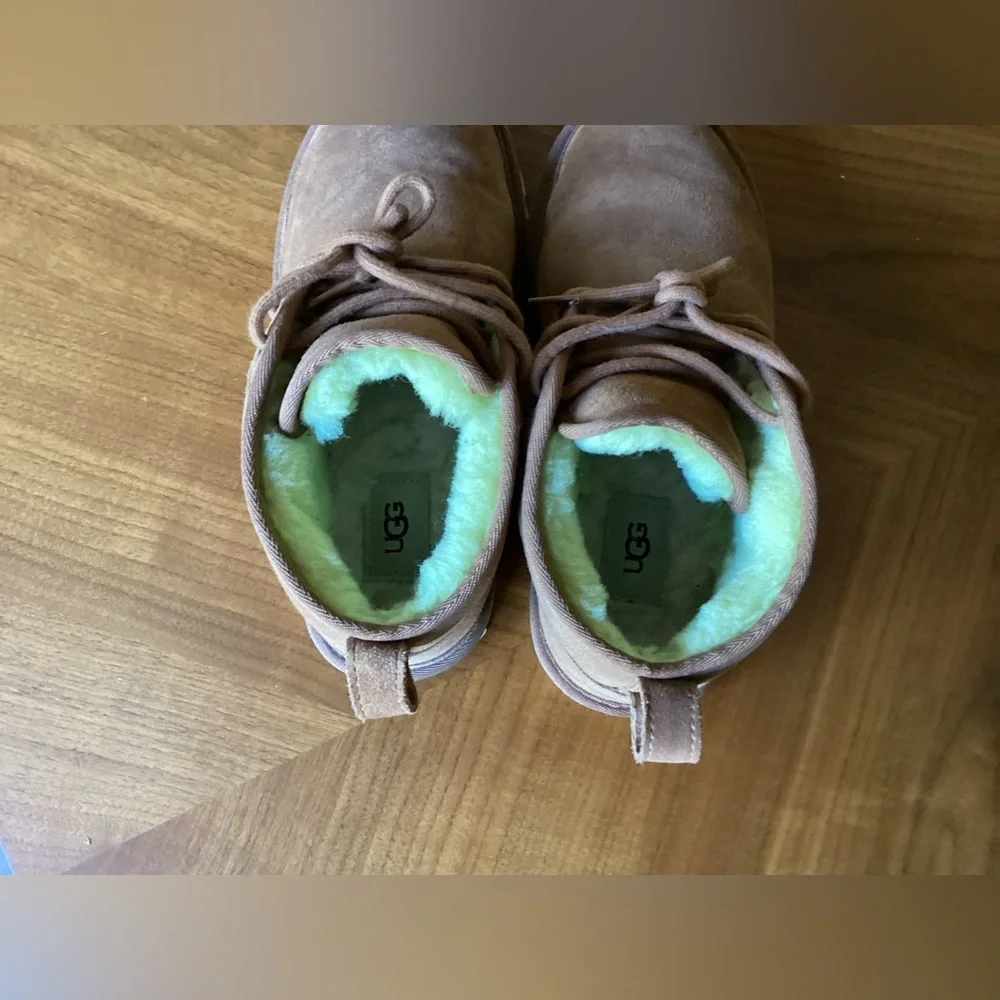 ‼️BF SALE‼️UGG Neumal Chestnut Brown Boots with  Lime Green Bottoms - Picture 5 of 10